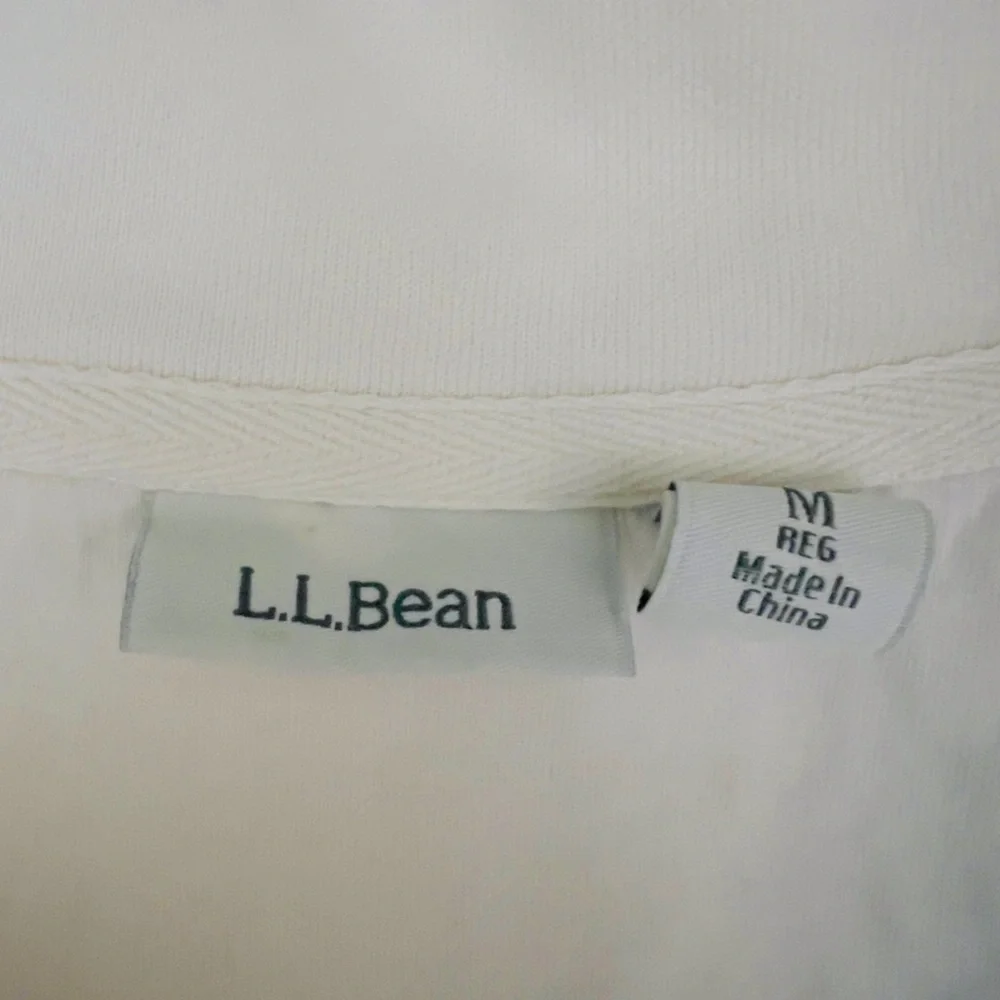 L.L. Bean Off-White Quilted QUARTER Zip Pullover - Picture 4 of 7
